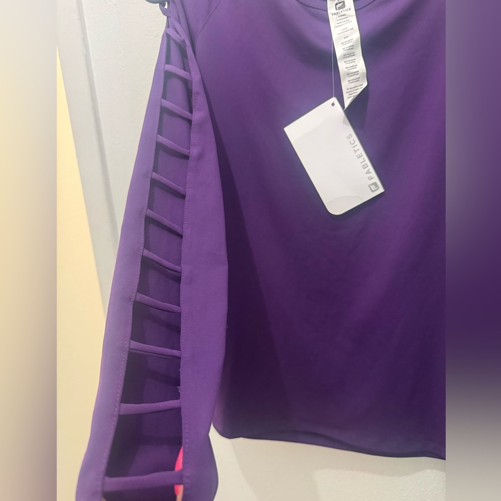 Fabletics Purple Long-Sleeve Top with Ladder Cutout Sleeves - Picture 7 of 7